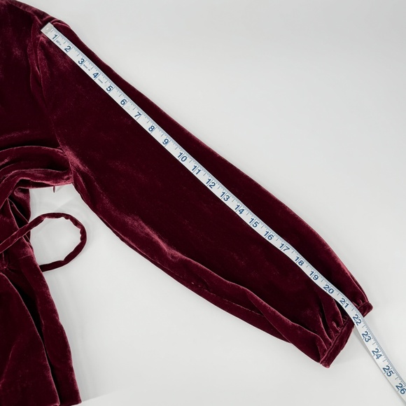 NWT J. Crew Burgundy Red Velvet Top Women's Size 8 Faux-Wrap Holiday Party - Picture 11 of 13